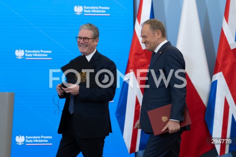  17.01.2025 WARSZAWA<br />
SPOTKANIE PREMIERA DONALDA TUSKA Z PREMIEREM WIELKIEJ BRYTANII KEIREM STARMEREM<br />
<br />
BRITISH PM KEIR STARMER VISITS POLAND TO MEET WITH DONALD TUSK<br />
<br />
N/Z KEIR STARMER DONALD TUSK<br />
FOT. MARCIN BANASZKIEWICZ/FOTONEWS  