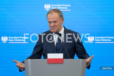  17.01.2025 WARSZAWA<br />
SPOTKANIE PREMIERA DONALDA TUSKA Z PREMIEREM WIELKIEJ BRYTANII KEIREM STARMEREM<br />
<br />
BRITISH PM KEIR STARMER VISITS POLAND TO MEET WITH DONALD TUSK<br />
<br />
N/Z PREMIER DONALD TUSK<br />
FOT. MARCIN BANASZKIEWICZ/FOTONEWS  