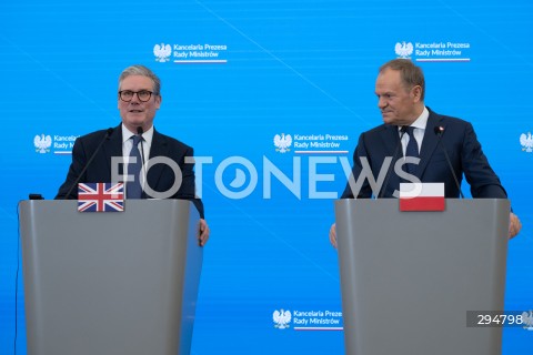  17.01.2025 WARSZAWA<br />
SPOTKANIE PREMIERA DONALDA TUSKA Z PREMIEREM WIELKIEJ BRYTANII KEIREM STARMEREM<br />
<br />
BRITISH PM KEIR STARMER VISITS POLAND TO MEET WITH DONALD TUSK<br />
<br />
N/Z KEIR STARMER DONALD TUSK<br />
FOT. MARCIN BANASZKIEWICZ/FOTONEWS  