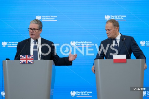  17.01.2025 WARSZAWA<br />
SPOTKANIE PREMIERA DONALDA TUSKA Z PREMIEREM WIELKIEJ BRYTANII KEIREM STARMEREM<br />
<br />
BRITISH PM KEIR STARMER VISITS POLAND TO MEET WITH DONALD TUSK<br />
<br />
N/Z KEIR STARMER DONALD TUSK<br />
FOT. MARCIN BANASZKIEWICZ/FOTONEWS  