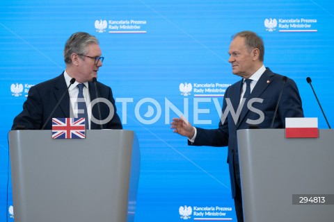  17.01.2025 WARSZAWA<br />
SPOTKANIE PREMIERA DONALDA TUSKA Z PREMIEREM WIELKIEJ BRYTANII KEIREM STARMEREM<br />
<br />
BRITISH PM KEIR STARMER VISITS POLAND TO MEET WITH DONALD TUSK<br />
<br />
N/Z KEIR STARMER DONALD TUSK<br />
FOT. MARCIN BANASZKIEWICZ/FOTONEWS  