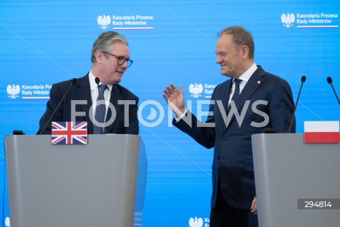  17.01.2025 WARSZAWA<br />
SPOTKANIE PREMIERA DONALDA TUSKA Z PREMIEREM WIELKIEJ BRYTANII KEIREM STARMEREM<br />
<br />
BRITISH PM KEIR STARMER VISITS POLAND TO MEET WITH DONALD TUSK<br />
<br />
N/Z KEIR STARMER DONALD TUSK<br />
FOT. MARCIN BANASZKIEWICZ/FOTONEWS  