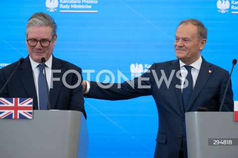  17.01.2025 WARSZAWA<br />
SPOTKANIE PREMIERA DONALDA TUSKA Z PREMIEREM WIELKIEJ BRYTANII KEIREM STARMEREM<br />
<br />
BRITISH PM KEIR STARMER VISITS POLAND TO MEET WITH DONALD TUSK<br />
<br />
N/Z KEIR STARMER DONALD TUSK<br />
FOT. MARCIN BANASZKIEWICZ/FOTONEWS  