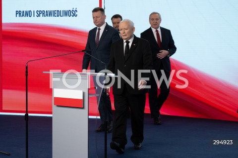  29.01.2025 WARSZAWA<br />
KONFERENCJA PRASOWA PREZESA PIS JAROSLAWA KACZYNSKIEGO<br />
N/Z JAROSLAW KACZYNSKI MARIUSZ BLASZCZAK HENRYK KOWALCZYK<br />
FOT. MARCIN BANASZKIEWICZ/FOTONEWS  