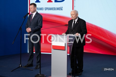  29.01.2025 WARSZAWA<br />
KONFERENCJA PRASOWA PREZESA PIS JAROSLAWA KACZYNSKIEGO<br />
N/Z JAROSLAW KACZYNSKI MARIUSZ BLASZCZAK<br />
FOT. MARCIN BANASZKIEWICZ/FOTONEWS  