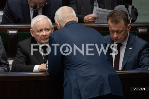  04.04.2025 WARSZAWA<br />
POSIEDZENIE SEJMU<br />
N/Z JAROSLAW KACZYNSKI MARIUSZ BLASZCZAK JACEK SASIN<br />
FOT. MARCIN BANASZKIEWICZ/FOTONEWS  