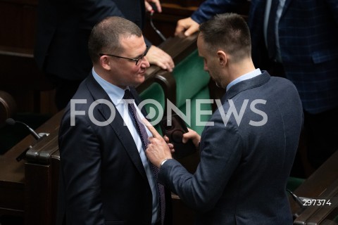  23.04.2025 WARSZAWA<br />
POSIEDZENIE SEJMU RP<br />
N/Z PAWEL SZEFERNAKER JANUSZ KOWALSKI<br />
FOT. MARCIN BANASZKIEWICZ/FOTONEWS  