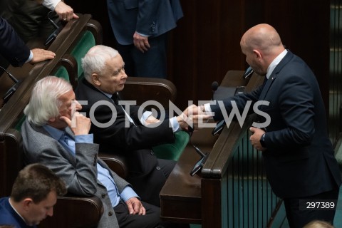  23.04.2025 WARSZAWA<br />
POSIEDZENIE SEJMU RP<br />
N/Z RYSZARD TERLECKI JAROSLAW KACZYNSKI MARIUSZ GOSEK<br />
FOT. MARCIN BANASZKIEWICZ/FOTONEWS  