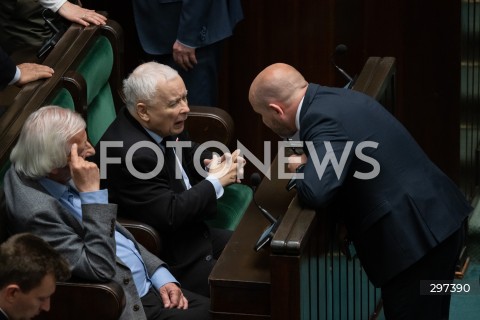  23.04.2025 WARSZAWA<br />
POSIEDZENIE SEJMU RP<br />
N/Z RYSZARD TERLECKI JAROSLAW KACZYNSKI MARIUSZ GOSEK<br />
FOT. MARCIN BANASZKIEWICZ/FOTONEWS  