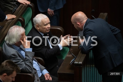  23.04.2025 WARSZAWA<br />
POSIEDZENIE SEJMU RP<br />
N/Z RYSZARD TERLECKI JAROSLAW KACZYNSKI MARIUSZ GOSEK<br />
FOT. MARCIN BANASZKIEWICZ/FOTONEWS  