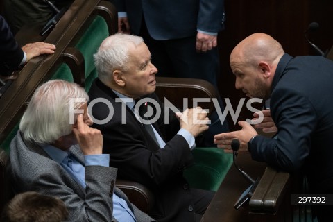  23.04.2025 WARSZAWA<br />
POSIEDZENIE SEJMU RP<br />
N/Z RYSZARD TERLECKI JAROSLAW KACZYNSKI MARIUSZ GOSEK<br />
FOT. MARCIN BANASZKIEWICZ/FOTONEWS  