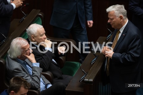  23.04.2025 WARSZAWA<br />
POSIEDZENIE SEJMU RP<br />
N/Z RYSZARD TERLECKI JAROSLAW KACZYNSKI MAREK SUSKI<br />
FOT. MARCIN BANASZKIEWICZ/FOTONEWS  