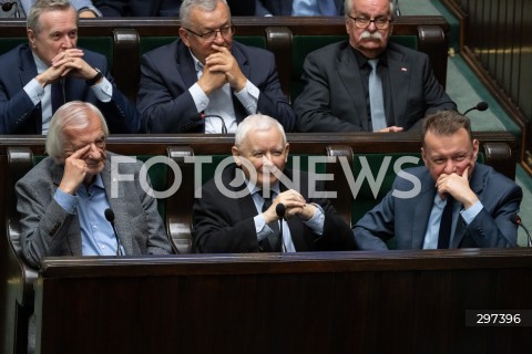  23.04.2025 WARSZAWA<br />
POSIEDZENIE SEJMU RP<br />
N/Z RYSZARD TERLECKI JAROSLAW KACZYNSKI MARIUSZ BLASZCZAK<br />
FOT. MARCIN BANASZKIEWICZ/FOTONEWS  