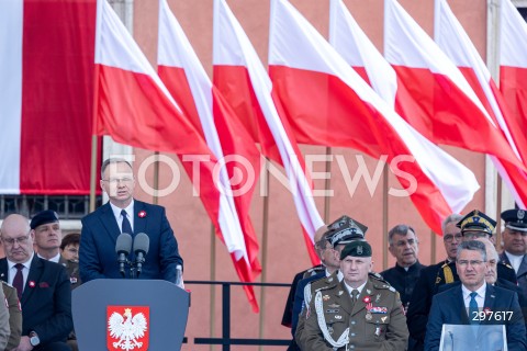  03.05.2025 WARSZAWA <br />
OBCHODY SWIETA NARODOWEGO KONSTYTUCJI 3 MAJA NA PLACU ZAMKOWYM<br />
NZ. PREZYDENT ANDRZEJ DUDA<br />
FOT. ANTONI BYSZEWSKI/FOTONEWS 