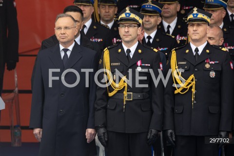  04.05.2025 WARSZAWA<br />
CENTRALNE OBCHODY DNIA STRAZAKA NA PLACU PILSUDSKIEGO W WARSZAWIE<br />
N/Z PREZYDENT ANDRZEJ DUDA WOJCIECH KRUCZEK<br />
FOT. ANTONI BYSZEWSKI/FOTONEWS 