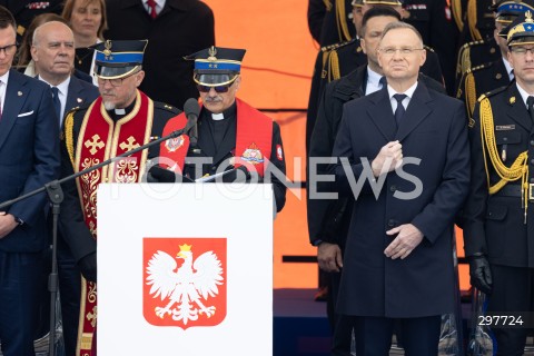  04.05.2025 WARSZAWA<br />
CENTRALNE OBCHODY DNIA STRAZAKA NA PLACU PILSUDSKIEGO W WARSZAWIE<br />
N/Z PREZYDENT ANDRZEJ DUDA<br />
FOT. ANTONI BYSZEWSKI/FOTONEWS 