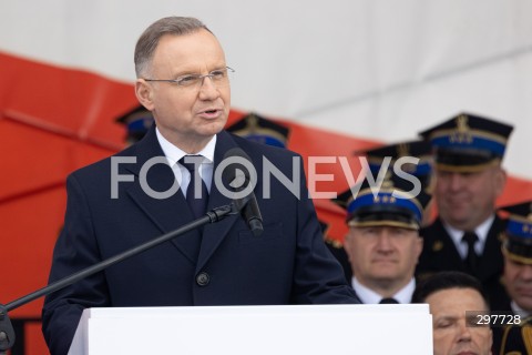  04.05.2025 WARSZAWA<br />
CENTRALNE OBCHODY DNIA STRAZAKA NA PLACU PILSUDSKIEGO W WARSZAWIE<br />
N/Z PREZYDENT ANDRZEJ DUDA<br />
FOT. ANTONI BYSZEWSKI/FOTONEWS 