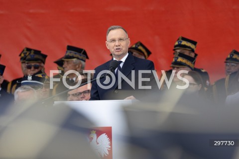  04.05.2025 WARSZAWA<br />
CENTRALNE OBCHODY DNIA STRAZAKA NA PLACU PILSUDSKIEGO W WARSZAWIE<br />
N/Z PREZYDENT ANDRZEJ DUDA<br />
FOT. ANTONI BYSZEWSKI/FOTONEWS 