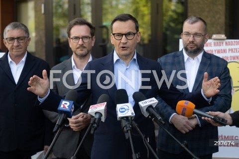  04.05.2025 WARSZAWA<br />
KONFERENCJA PRASOWA MATEUSZA MORAWIECKIEGO<br />
N/Z MATEUSZ MORAWIECKI GRZEGORZ MATUSIAK WALDEMAR BUDA GRZEGORZ PUDA<br />
FOT. MARCIN BANASZKIEWICZ/FOTONEWS  