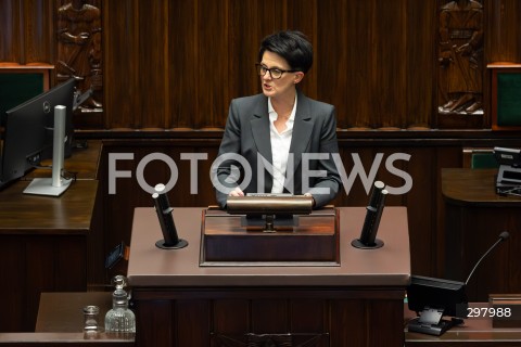  08.05.2025 WARSZAWA SEJM <br />
34. POSIEDZENIE SEJMU<br />
N/Z URSZULA NOWOGORSKA<br />
FOT. ANTONI BYSZEWSKI/FOTONEWS 