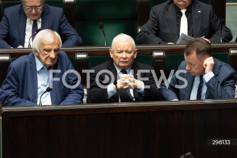  09.05.2025 WARSZAWA<br />
34. POSIEDZENIE SEJMU<br />
N/Z RYSZARD TERLECKI JAROSLAW KACZYNSKI MARIUSZ BLASZCZAK<br />
FOT. ANTONI BYSZEWSKI/FOTONEWS 