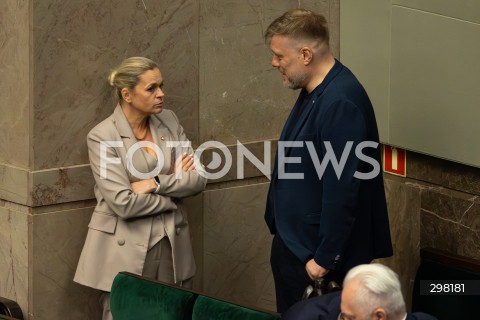  09.05.2025 WARSZAWA<br />
34. POSIEDZENIE SEJMU<br />
N/Z BARBARA NOWACKA ADRIAN ZANDBERG<br />
FOT. ANTONI BYSZEWSKI/FOTONEWS 