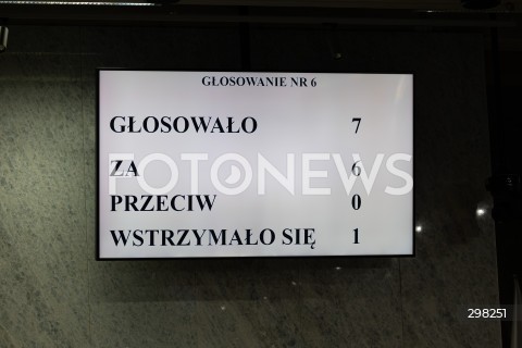  09.05.2025 WARSZAWA<br />
34. POSIEDZENIE SEJMU POSIEDZENIE KOMISJI SLEDCZEJ DS. PEGASUSA<br />
N/Z TABLICA WYNIKI GLOSOWANIA<br />
FOT. ANTONI BYSZEWSKI/FOTONEWS 