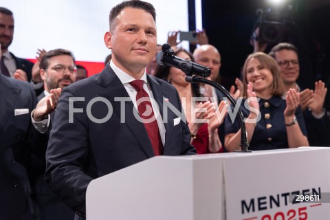  18.05.2025 WARSZAWA<br />
WYBORY PREZYDENCKIE 2025<br />
WIECZOR WYBORCZY SLAWOMIRA MENTZENA<br />
N/Z SLAWOMIR MENTZEN<br />
FOT. ANTONI BYSZEWSKI/FOTONEWS 