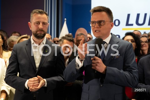  18.05.2025 WARSZAWA<br />
WYBORY PREZYDENCKIE 2025<br />
WIECZOR WYBORCZY SZYMONA HOLOWNI<br />
N/Z WLADYSLAW KOSINIAK KAMYSZ SZYMON HOLOWNIA<br />
FOT. MARCIN BANASZKIEWICZ/FOTONEWS  