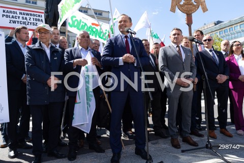  20.05.2025 WARSZAWA<br />
KONFERENCJA PRASOWA KANDYDATA NA PREZYDENTA RP KAROLA NAWROCKIEGO W WARSZAWIE<br />
N/Z KAROL NAWROCKI TOMASZ OBSZANSKI <br />
FOT. ANTONI BYSZEWSKI/FOTONEWS 
