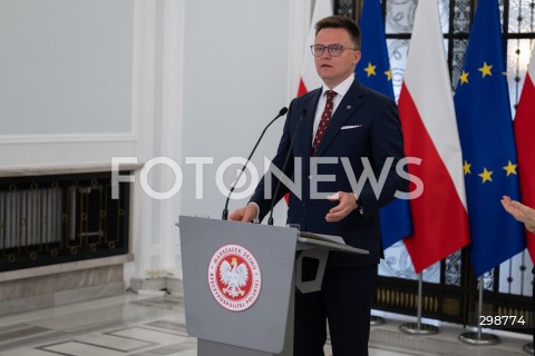  20.05.2025 WARSZAWA<br />
POSIEDZENIE SEJMU RP<br />
N/Z MARSZALEK SZYMON HOLOWNIA<br />
FOT. MARCIN BANASZKIEWICZ/FOTONEWS  