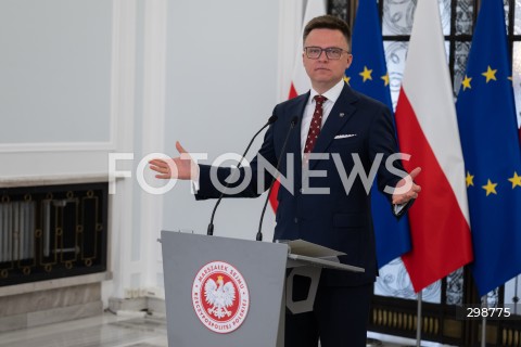  20.05.2025 WARSZAWA<br />
POSIEDZENIE SEJMU RP<br />
N/Z MARSZALEK SZYMON HOLOWNIA<br />
FOT. MARCIN BANASZKIEWICZ/FOTONEWS  