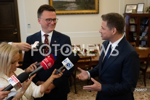  20.05.2025 WARSZAWA<br />
POSIEDZENIE SEJMU RP<br />
N/Z SZYMON HOLOWNIA RAFAL TRZASKOWSKI<br />
FOT. MARCIN BANASZKIEWICZ/FOTONEWS  