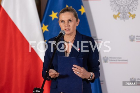  21.05.2025 WARSZAWA<br />
KONFERENCJA PRASOWA KIEROWNICTWA MINISTERSTWA EDUKACJI NARODOWEJ<br />
N/Z BARBARA NOWACKA<br />
FOT. ANTONI BYSZEWSKI/FOTONEWS 