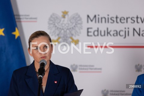  21.05.2025 WARSZAWA<br />
KONFERENCJA PRASOWA KIEROWNICTWA MINISTERSTWA EDUKACJI NARODOWEJ<br />
N/Z BARBARA NOWACKA<br />
FOT. ANTONI BYSZEWSKI/FOTONEWS 