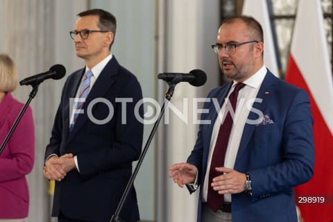  21.05.2025 WARSZAWA<br />
POSIEDZENIE SEJMU W WARSZAWIE<br />
KONFERENCJA PRASOWA POSLOW PIS<br />
N/Z MATEUSZ MORAWIECKI PAWEL JABLONSKI<br />
FOT. ANTONI BYSZEWSKI/FOTONEWS 