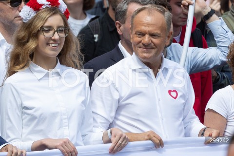  25.05.2025 WARSZAWA<br />
WIELKI MARSZ PATRIOTOW - MARSZ KANDYDATA NA PREZYDENTA RP RAFALA TRZASKOWSKIEGO W WARSZAWIE<br />
N/Z PREMIER DONALD TUSK<br />
FOT. ANTONI BYSZEWSKI/FOTONEWS 