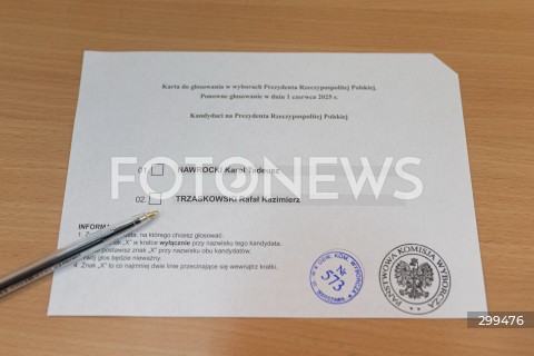  01.06.2025 WARSZAWA <br />
WYBORY PREZYDENCKIE 2025<br />
DRUGA TURA WYBOROW PREZYDENCKICH<br />
N/Z KARTA DO GLOSOWANIA<br />
FOT. ANTONI BYSZEWSKI/FOTONEWS 