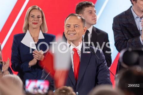  01.06.2025 WARSZAWA <br />
WYBORY PREZYDENCKIE 2025 <br />
DRUGA TURA WYBOROW PREZYDENCKICH <br />
WIECZOR WYBORCZY KANDYDATA NA PREZYDENTA RP KAROLA NAWROCKIEGO <br />
N/Z KAROL NAWROCKI<br />
FOT. ANTONI BYSZEWSKI/FOTONEWS 