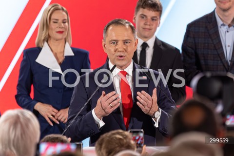  01.06.2025 WARSZAWA <br />
WYBORY PREZYDENCKIE 2025 <br />
DRUGA TURA WYBOROW PREZYDENCKICH <br />
WIECZOR WYBORCZY KANDYDATA NA PREZYDENTA RP KAROLA NAWROCKIEGO <br />
N/Z KAROL NAWROCKI<br />
FOT. ANTONI BYSZEWSKI/FOTONEWS 