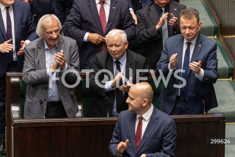  03.06.2025 WARSZAWA<br />
36. POSIEDZENIE SEJMU X KADENCJI<br />
N/Z RYSZARD TERLECKI JAROSLAW KACZYNSKI DARIUSZ MATECKI MARIUSZ BLASZCZAK<br />
FOT. ANTONI BYSZEWSKI/FOTONEWS 