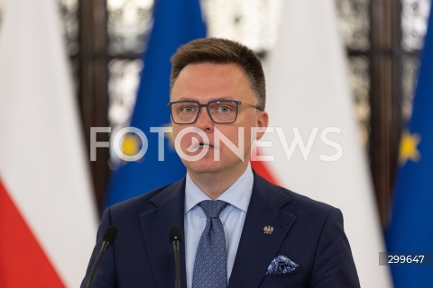  03.06.2025 WARSZAWA<br />
36. POSIEDZENIE SEJMU X KADENCJI<br />
KONFERENCJA PRASOWA MARSZALKA SEJMU RP SZYMONA HOLOWNI<br />
N/Z SZYMON HOLOWNIA<br />
FOT. ANTONI BYSZEWSKI/FOTONEWS 