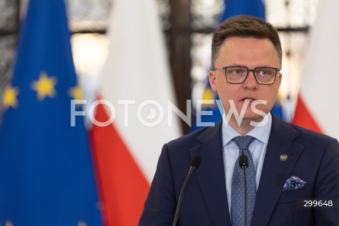  03.06.2025 WARSZAWA<br />
36. POSIEDZENIE SEJMU X KADENCJI<br />
KONFERENCJA PRASOWA MARSZALKA SEJMU RP SZYMONA HOLOWNI<br />
N/Z SZYMON HOLOWNIA<br />
FOT. ANTONI BYSZEWSKI/FOTONEWS 