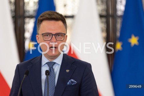  03.06.2025 WARSZAWA<br />
36. POSIEDZENIE SEJMU X KADENCJI<br />
KONFERENCJA PRASOWA MARSZALKA SEJMU RP SZYMONA HOLOWNI<br />
N/Z SZYMON HOLOWNIA<br />
FOT. ANTONI BYSZEWSKI/FOTONEWS 