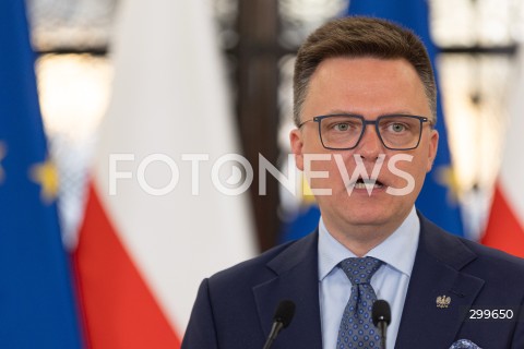  03.06.2025 WARSZAWA<br />
36. POSIEDZENIE SEJMU X KADENCJI<br />
KONFERENCJA PRASOWA MARSZALKA SEJMU RP SZYMONA HOLOWNI<br />
N/Z SZYMON HOLOWNIA<br />
FOT. ANTONI BYSZEWSKI/FOTONEWS 
