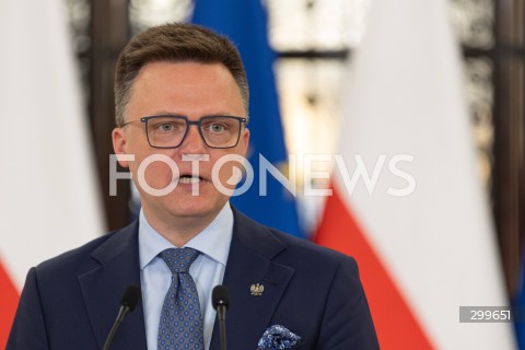  03.06.2025 WARSZAWA<br />
36. POSIEDZENIE SEJMU X KADENCJI<br />
KONFERENCJA PRASOWA MARSZALKA SEJMU RP SZYMONA HOLOWNI<br />
N/Z SZYMON HOLOWNIA<br />
FOT. ANTONI BYSZEWSKI/FOTONEWS 