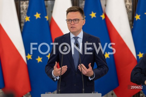  03.06.2025 WARSZAWA<br />
36. POSIEDZENIE SEJMU X KADENCJI<br />
KONFERENCJA PRASOWA MARSZALKA SEJMU RP SZYMONA HOLOWNI<br />
N/Z SZYMON HOLOWNIA<br />
FOT. ANTONI BYSZEWSKI/FOTONEWS 