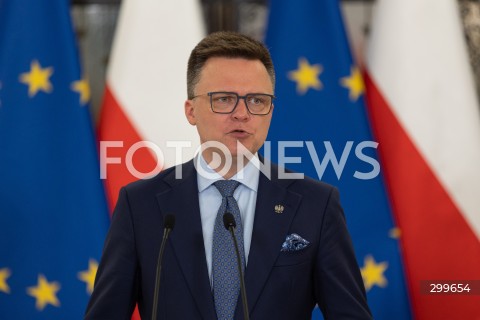  03.06.2025 WARSZAWA<br />
36. POSIEDZENIE SEJMU X KADENCJI<br />
KONFERENCJA PRASOWA MARSZALKA SEJMU RP SZYMONA HOLOWNI<br />
N/Z SZYMON HOLOWNIA<br />
FOT. ANTONI BYSZEWSKI/FOTONEWS 