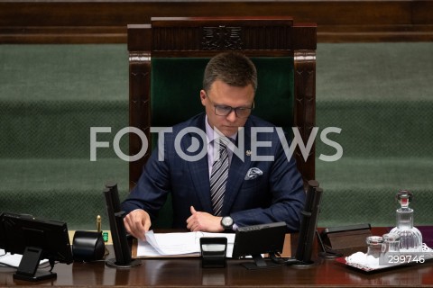  04.06.2025 WARSZAWA<br />
POSIEDZENIE SEJMU RP<br />
N/Z MARSZALEK SZYMON HOLOWNIA<br />
FOT. MARCIN BANASZKIEWICZ/FOTONEWS  