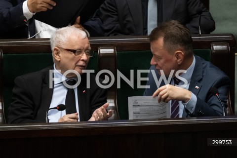  04.06.2025 WARSZAWA<br />
POSIEDZENIE SEJMU RP<br />
N/Z JAROSLAW KACZYNSKI MARIUSZ BLASZCZAK<br />
FOT. MARCIN BANASZKIEWICZ/FOTONEWS  